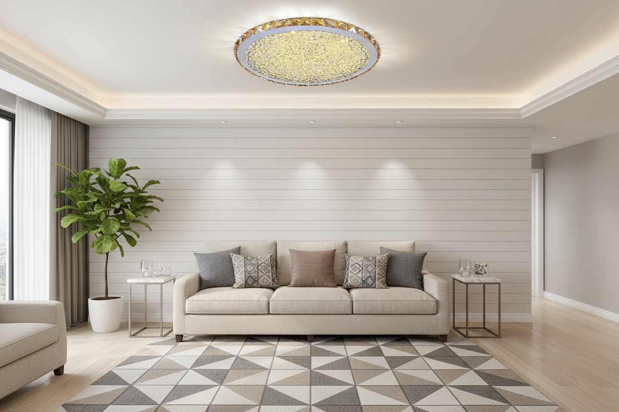 Crystal LED Flush Mount Light - 16" Antique Metal Ceiling Fixture