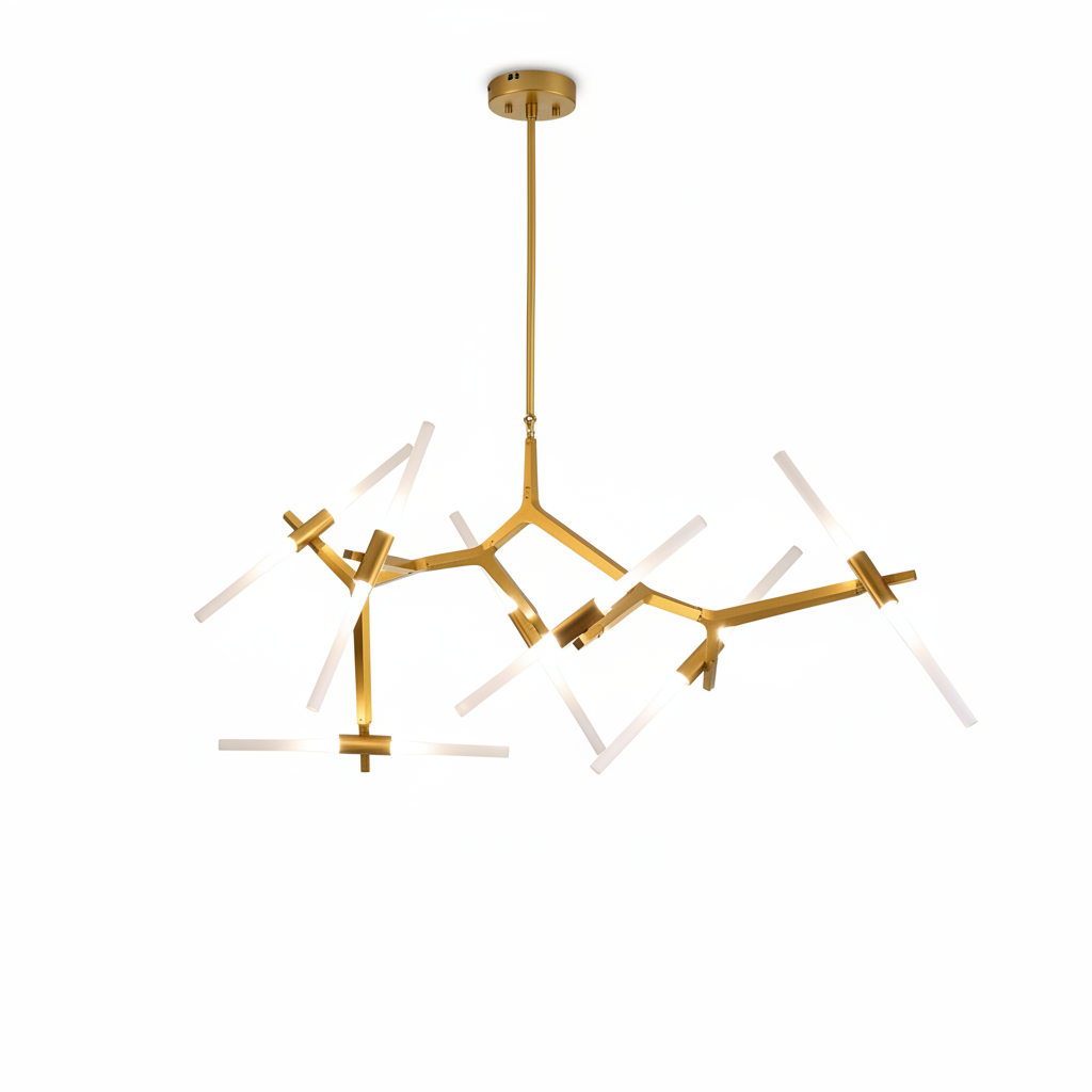 14-Light Sputnik Pendant Chandelier - Nordic Modern Satellite Design in Brass Finish