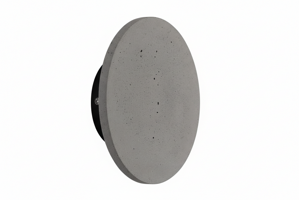 Gray Concrete Circular Wall Sconce - LED Landscape Accent Fixture for Outdoor Spaces