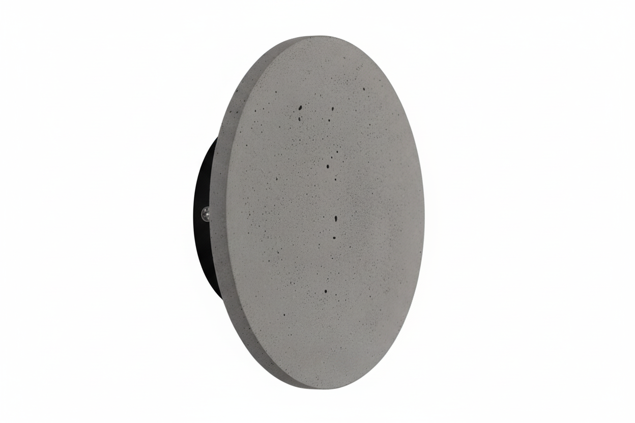 Gray Concrete Circular Wall Sconce - LED Landscape Accent Fixture for Outdoor Spaces