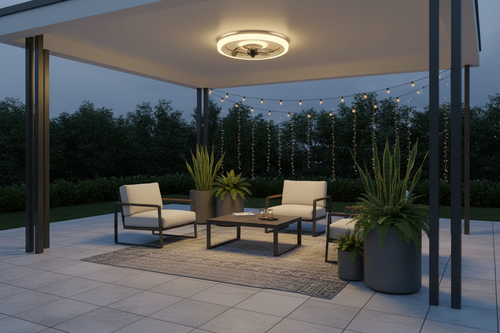 Contemporary 20-Inch Flush Mount Fan with Integrated LED Ring Light and Remote