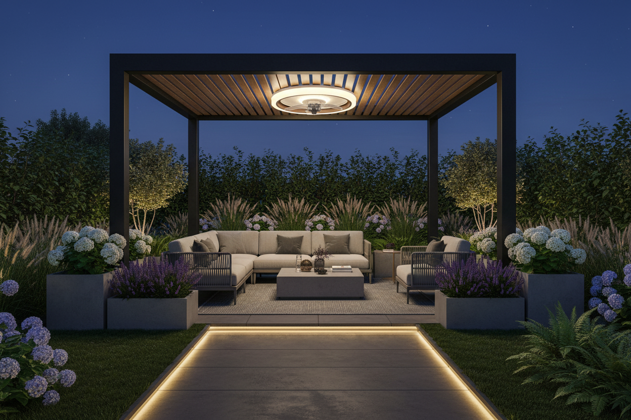 Contemporary 20-Inch Flush Mount Fan with Integrated LED Ring Light and Remote