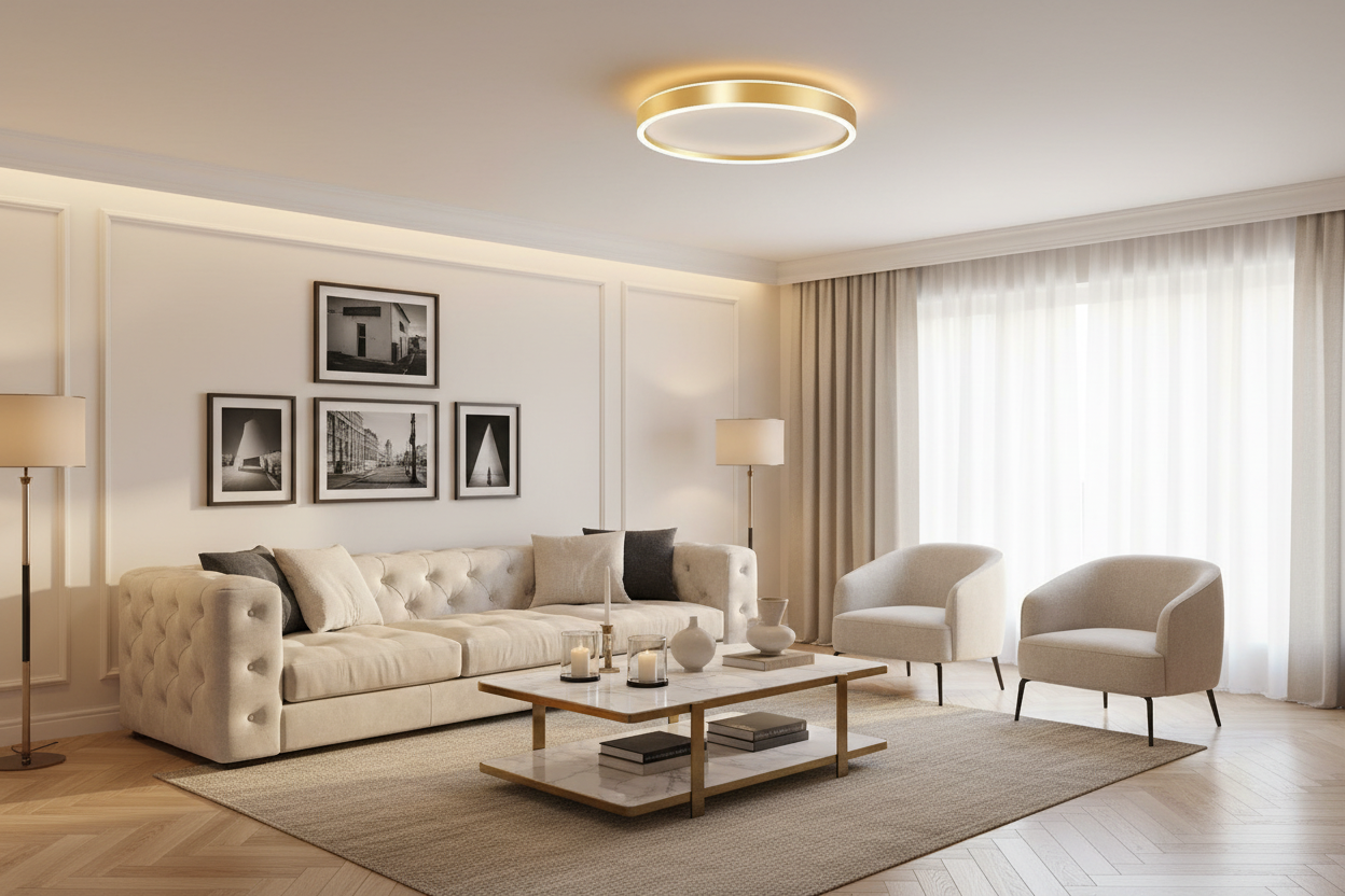 Modern LED Round Ceiling Light - Ultra-Slim Metal Flush Mount Fixture for Bedroom & Living Spaces