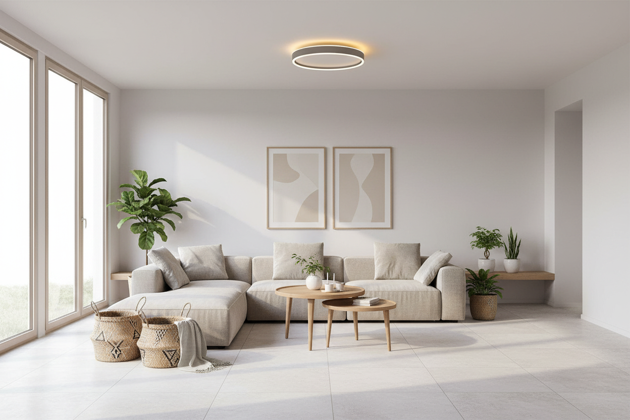 Modern LED Round Ceiling Light - Ultra-Slim Metal Flush Mount Fixture for Bedroom & Living Spaces