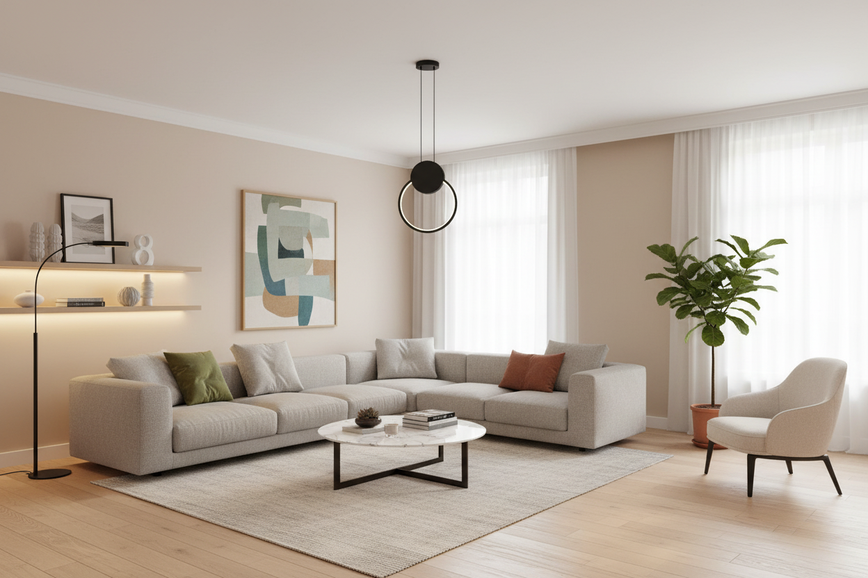 Modern LED Dimmable Island Pendant - Geometric Aluminum Hanging Light Fixture