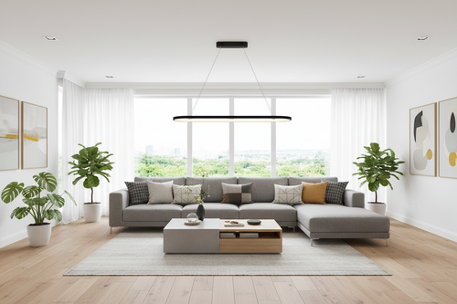 Contemporary LED Pendant Light - Dimmable Rectangular Chandelier for Dining Spaces