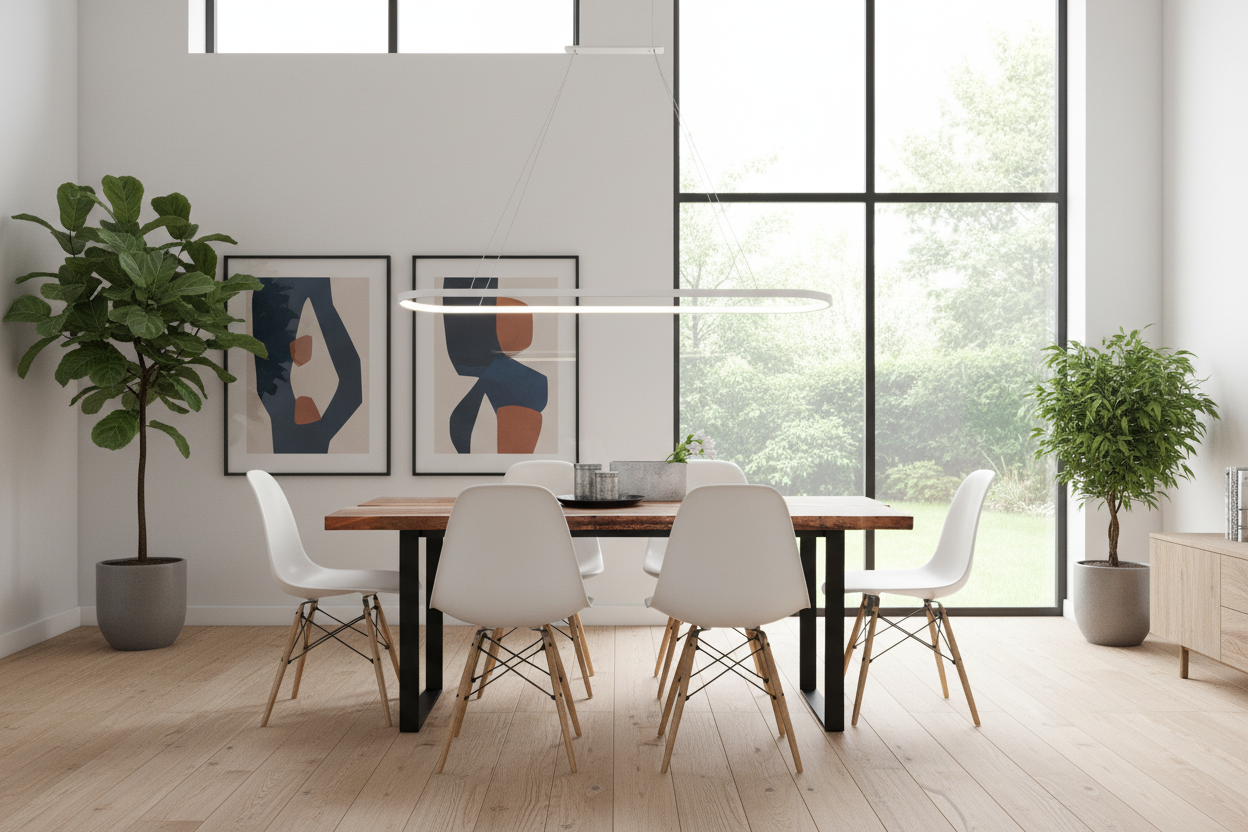 Contemporary LED Pendant Light - Dimmable Rectangular Chandelier for Dining Spaces