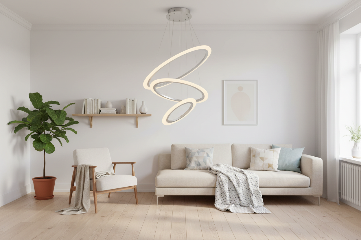 Contemporary LED Triple Ring Pendant Light - Mid-Century Modern Design