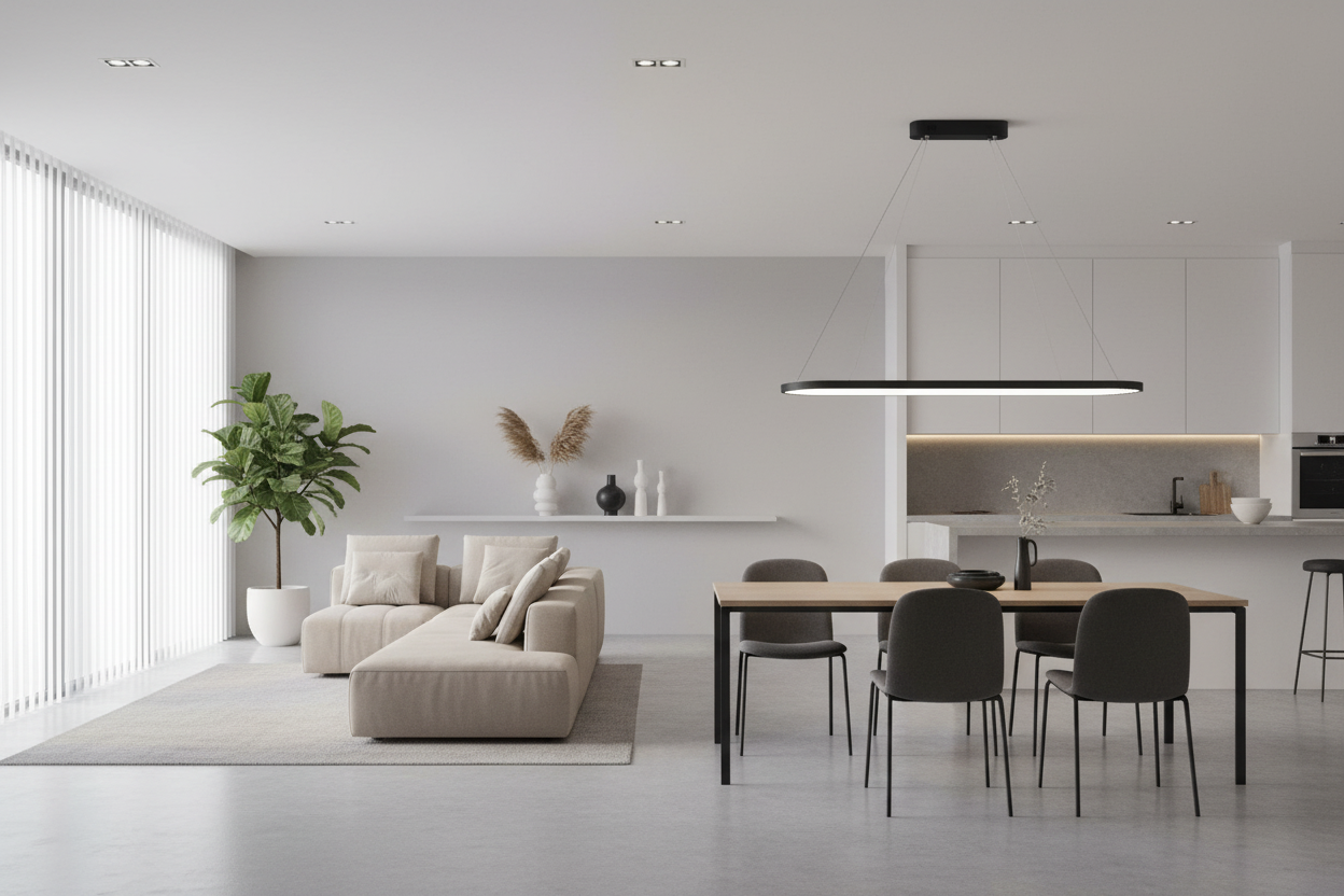 Contemporary LED Pendant Light - Dimmable Rectangular Chandelier for Dining Spaces