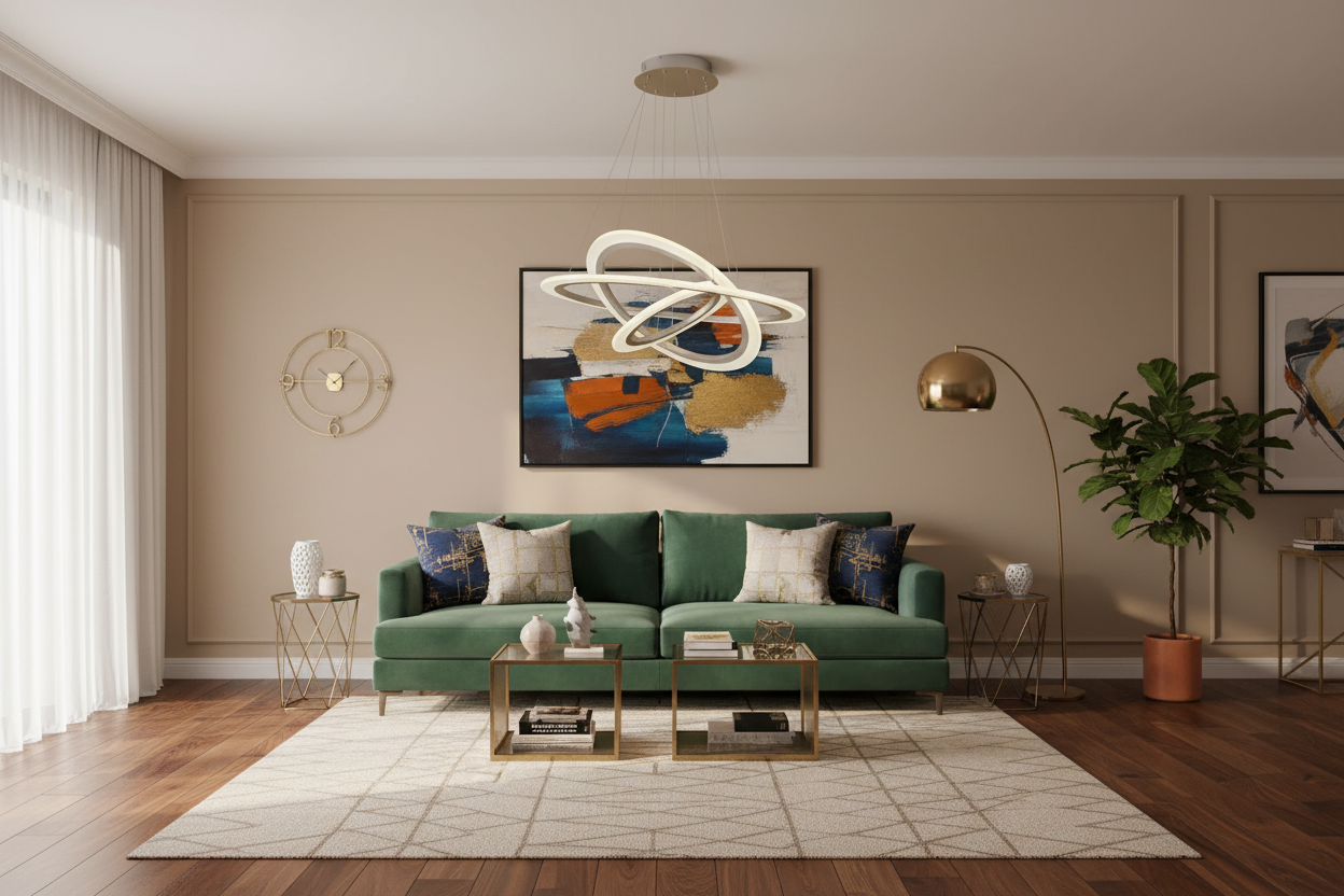 Contemporary LED Triple Ring Pendant Light - Mid-Century Modern Design