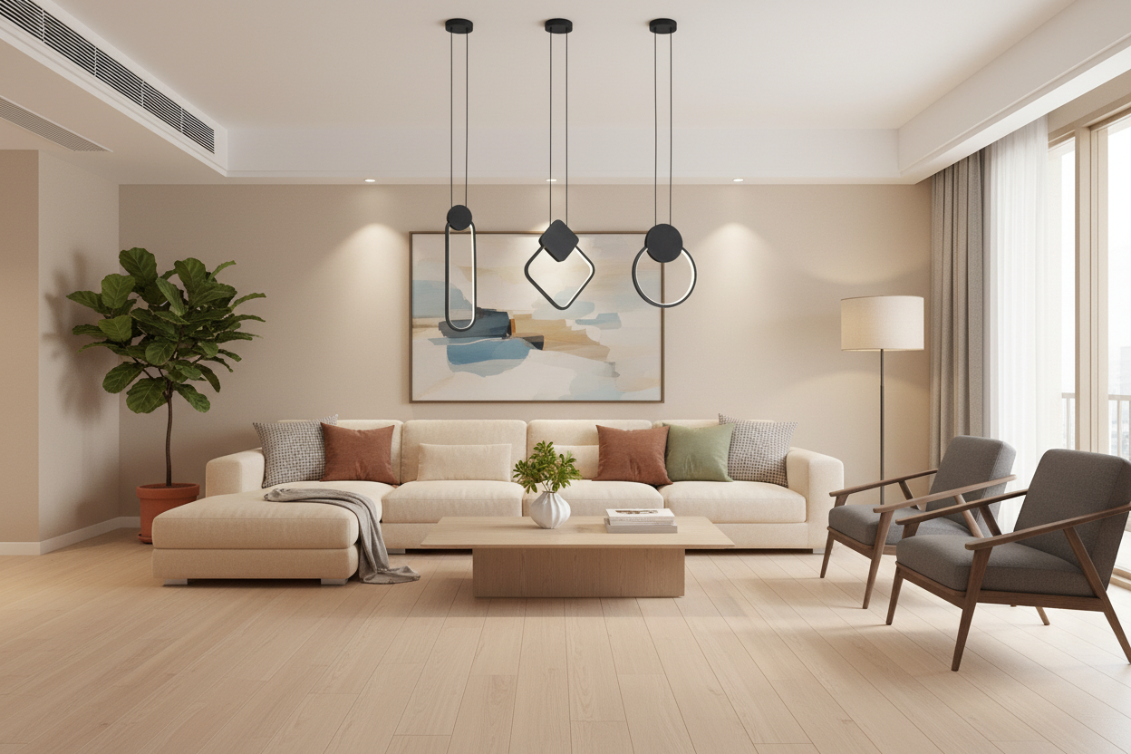 Modern LED Dimmable Island Pendant - Geometric Aluminum Hanging Light Fixture