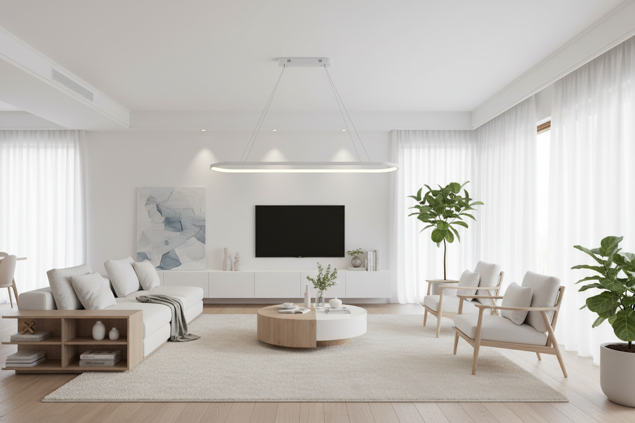 Contemporary LED Pendant Light - Dimmable Rectangular Chandelier for Dining Spaces