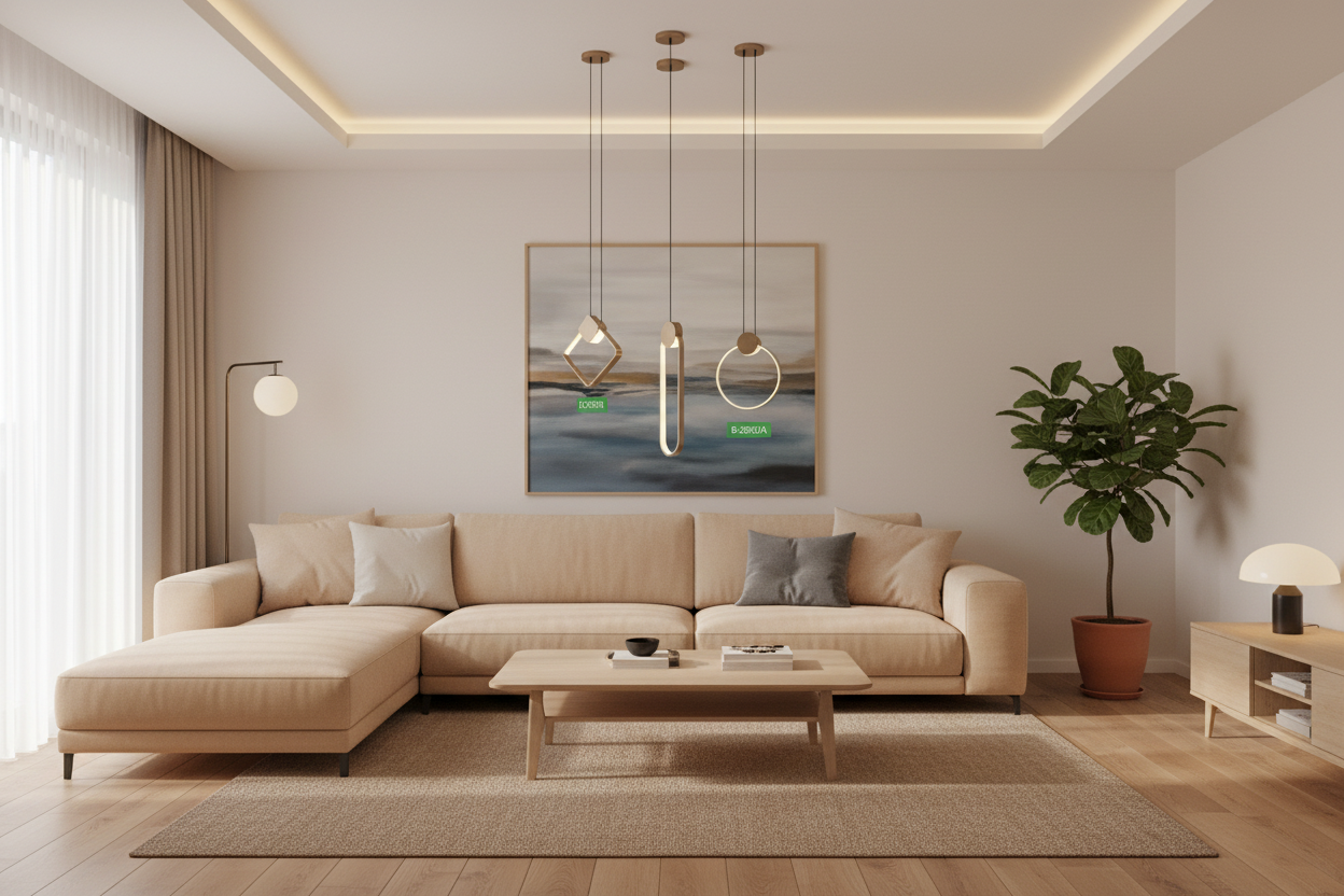 Modern LED Dimmable Island Pendant - Geometric Aluminum Hanging Light Fixture