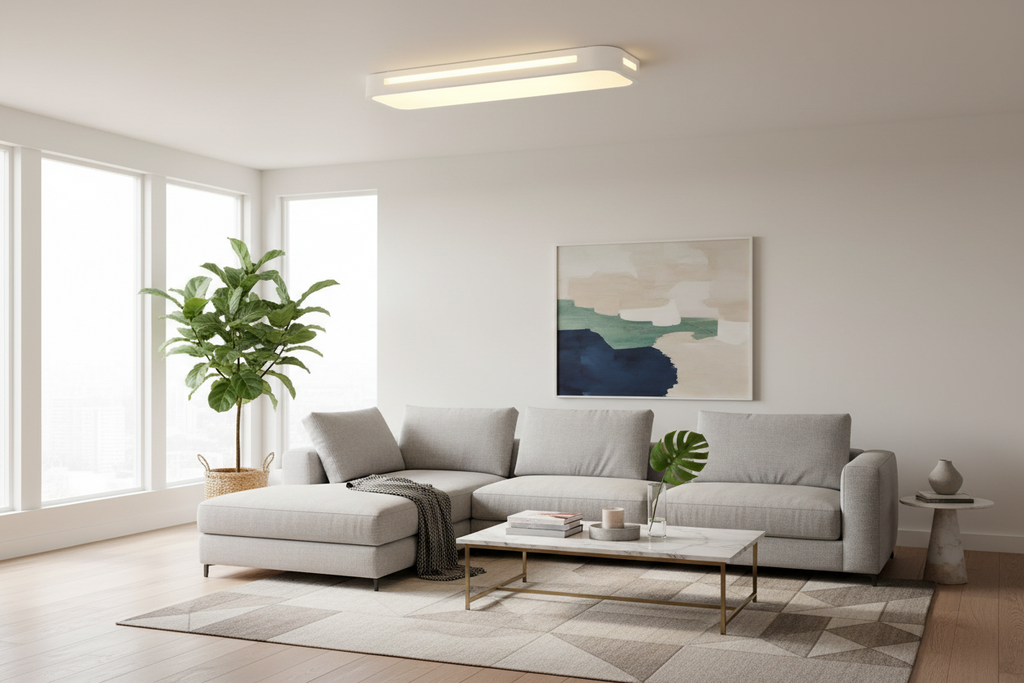 Modern Rectangular LED Ceiling Light - Flush Mount in Black or White