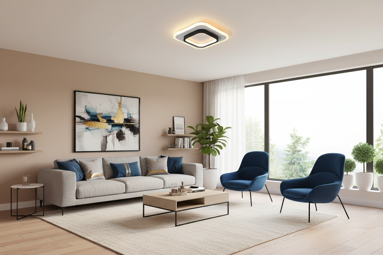 Modern Square LED Ceiling Light - Contemporary Flush Mount Fixture