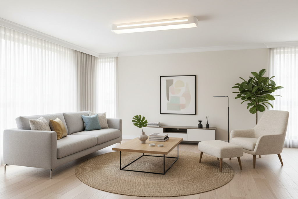 Modern Rectangular LED Ceiling Light - Flush Mount in Black or White