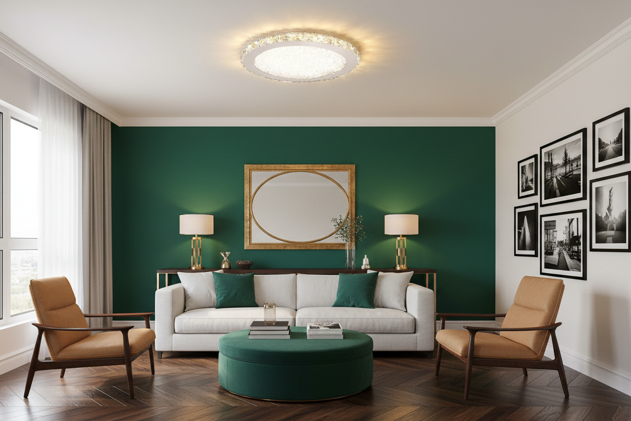 Crystal LED Flush Mount Light - 16" Antique Metal Ceiling Fixture