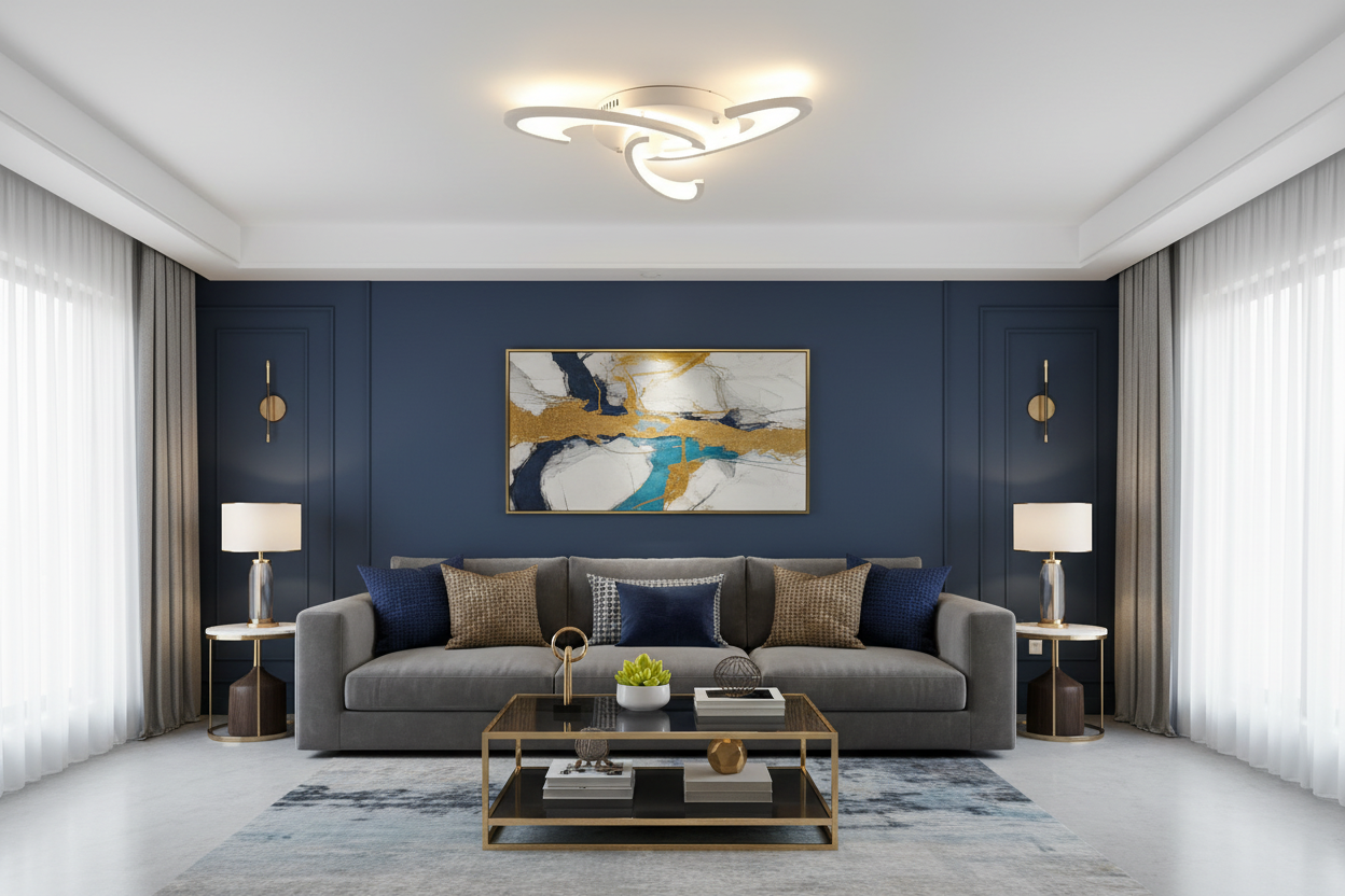 Modern Floral Geometric Acrylic LED Flush Mount - Artistic Curved Ceiling Fixture