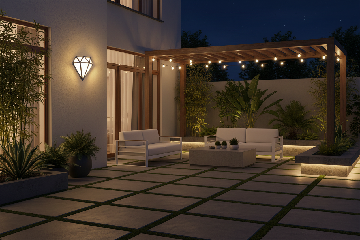 Modern Geometric LED Outdoor Sconce - Waterproof Black Aluminum Wall Lantern