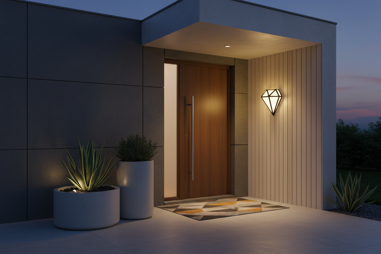 Modern Geometric LED Outdoor Sconce - Waterproof Black Aluminum Wall Lantern