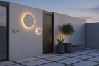 Gray Concrete Circular Wall Sconce - LED Landscape Accent Fixture for Outdoor Spaces
