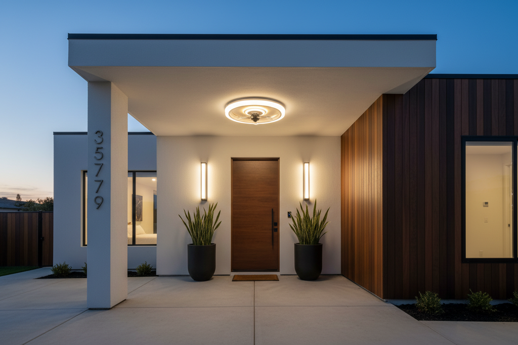 Contemporary 20-Inch Flush Mount Fan with Integrated LED Ring Light and Remote