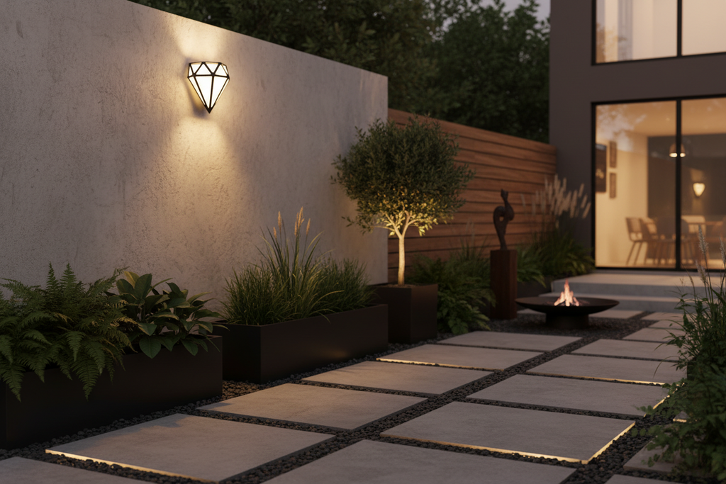 Modern Geometric LED Outdoor Sconce - Waterproof Black Aluminum Wall Lantern