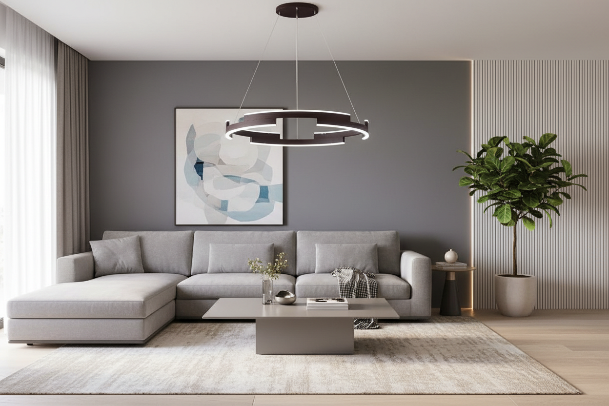 Modern Ring LED Pendant Light - Contemporary Kitchen Island Chandelier with Geometric Design