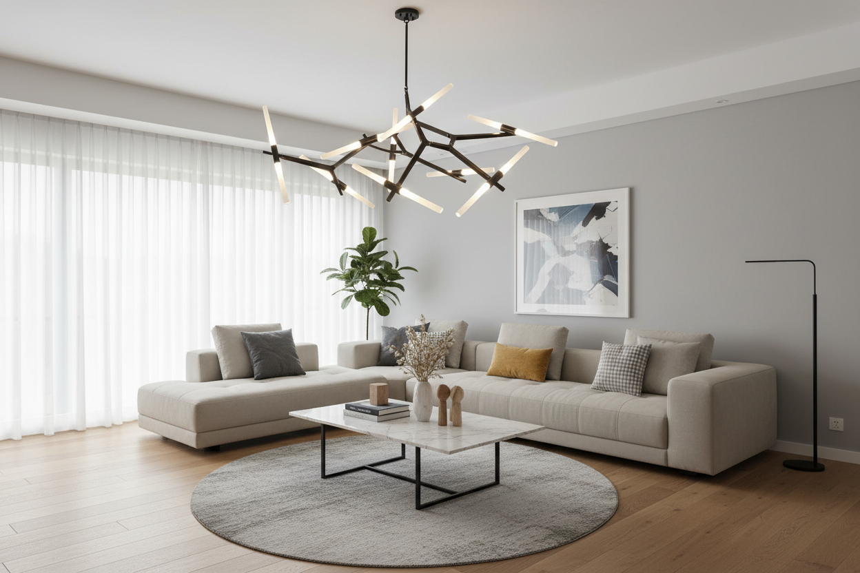 14-Light Sputnik Pendant Chandelier - Nordic Modern Satellite Design in Brass Finish