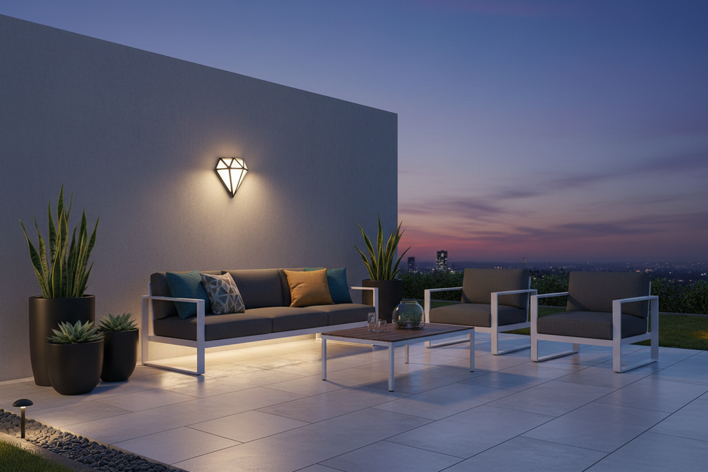 Modern Geometric LED Outdoor Sconce - Waterproof Black Aluminum Wall Lantern