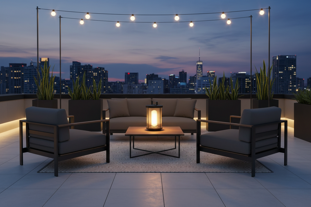 LED Solar Lanterns Outdoor Striped Glass Cylindrical Lamp