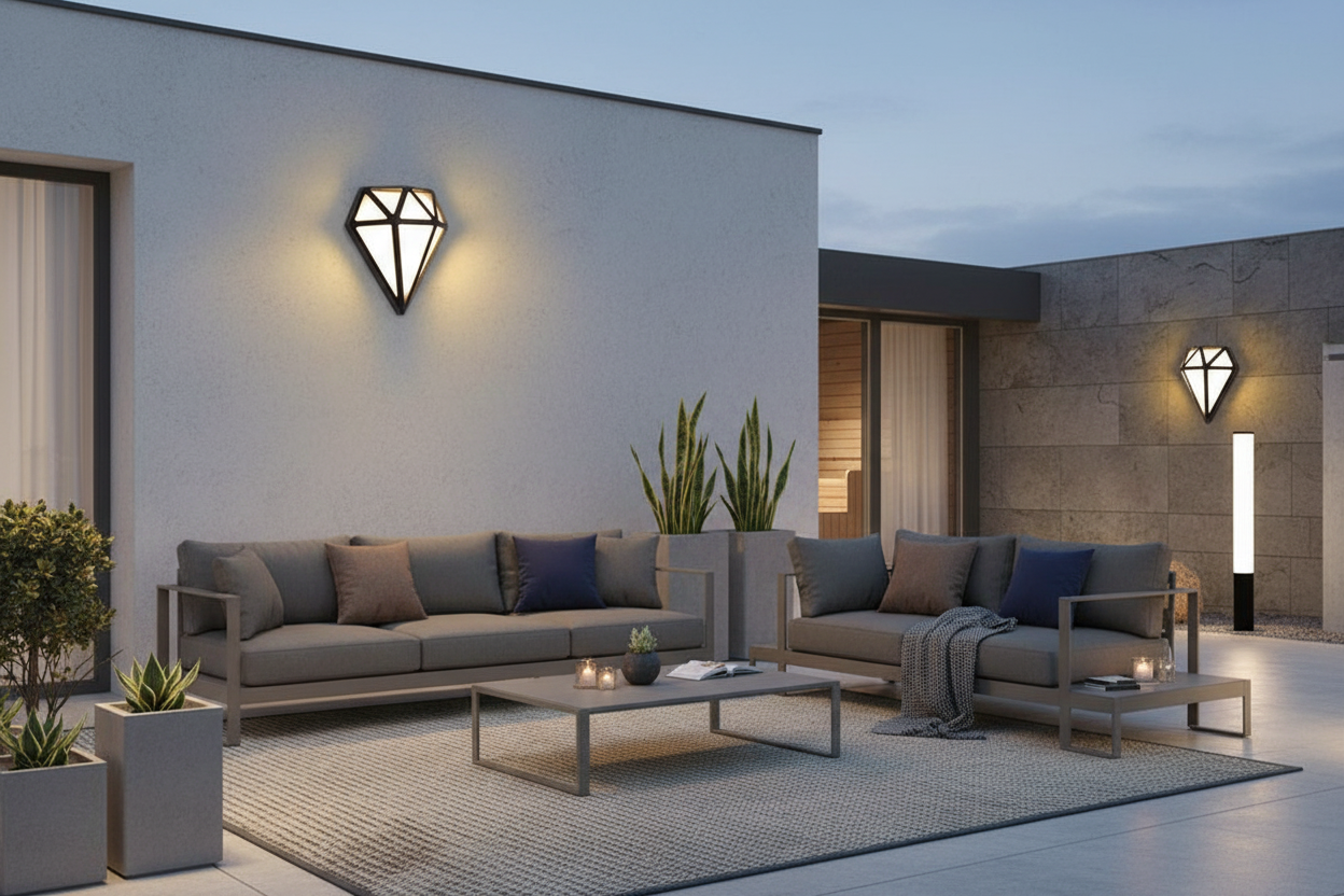 Modern Geometric LED Outdoor Sconce - Waterproof Black Aluminum Wall Lantern