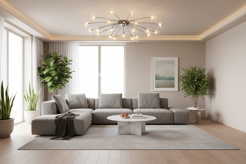 Nordic Crystal Ceiling Chandelier - 28-Light Firework Design with LED Illumination