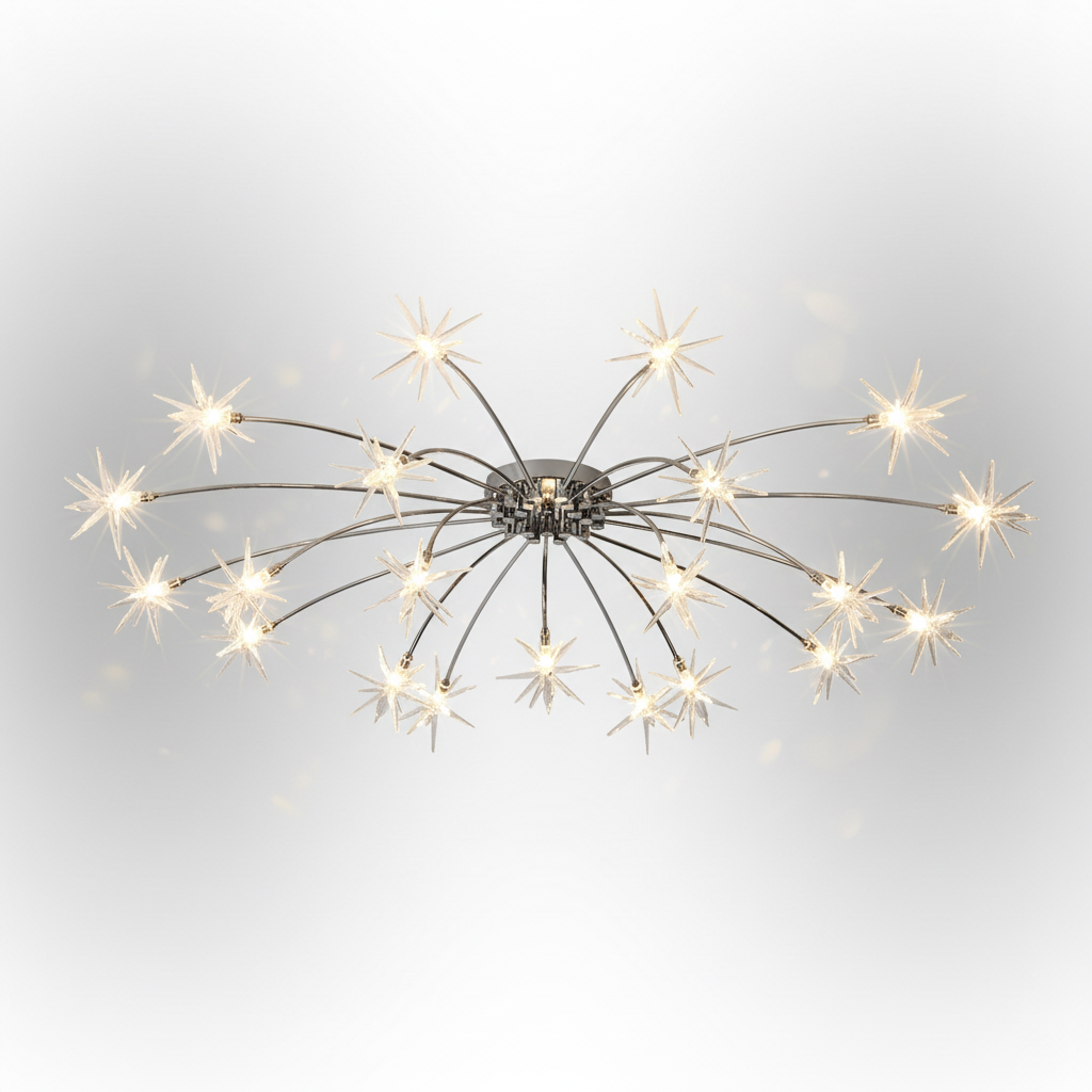 Nordic Crystal Ceiling Chandelier - 28-Light Firework Design with LED Illumination