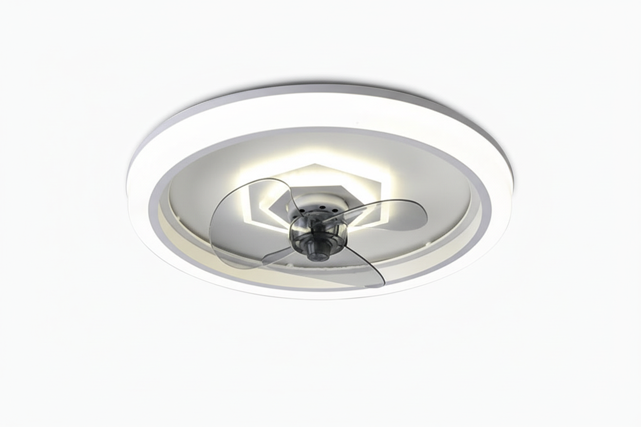 Contemporary 20-Inch Flush Mount Fan with Integrated LED Ring Light and Remote